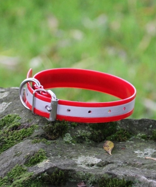 Gepersonaliseerde en reflecterende neon Biothane halsband voor honden