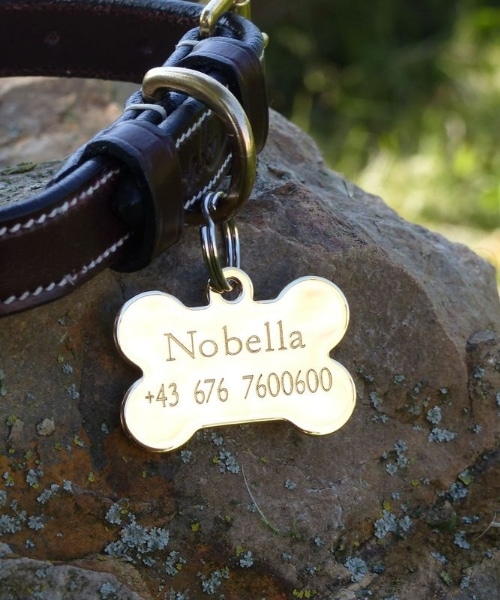 Dog tag de metal personalizado em forma de osso