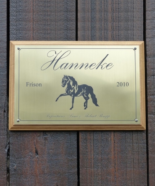 Plaque d'écurie en bois personnalisée plaquée or